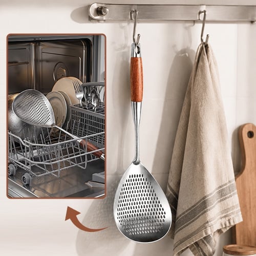 Pear Wood Handle Stainless Steel Skimmer Product Image 07