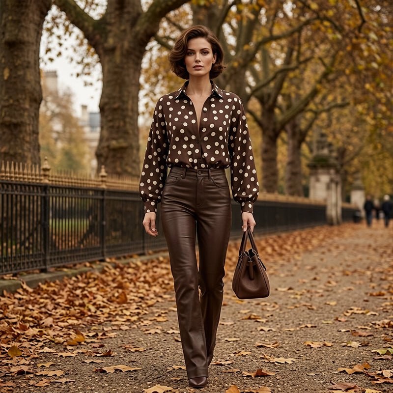 Pearl Dot Button Down Blouse Lightweight Relaxed Fit Product Image 06