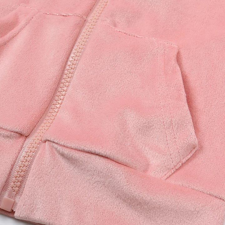 Close-up of the pink hoodie&