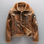 "The Pilot" Air Force Leather Jacket with Plush Fleece Lining (Brown XS) - Jacket | Zavonix
