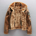"The Pilot" Air Force Leather Jacket with Plush Fleece Lining (Brown XS) - Jacket | Zavonix