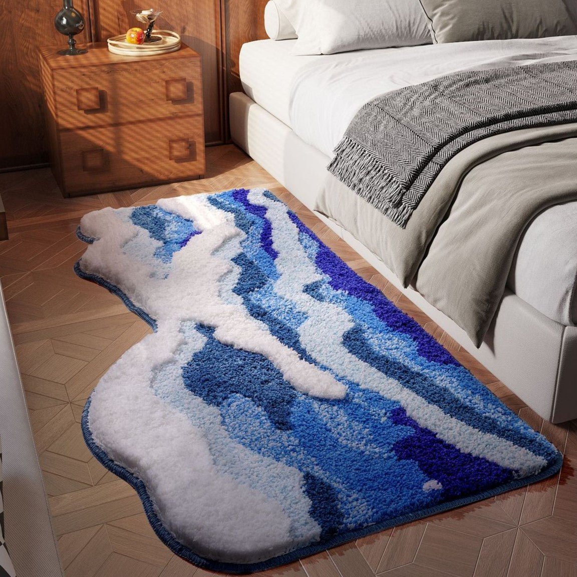 Plush Bath Mat with Non-Slip Grip – Ultra-Absorbent Wave-Pattern Design for Comfort and Safety 3