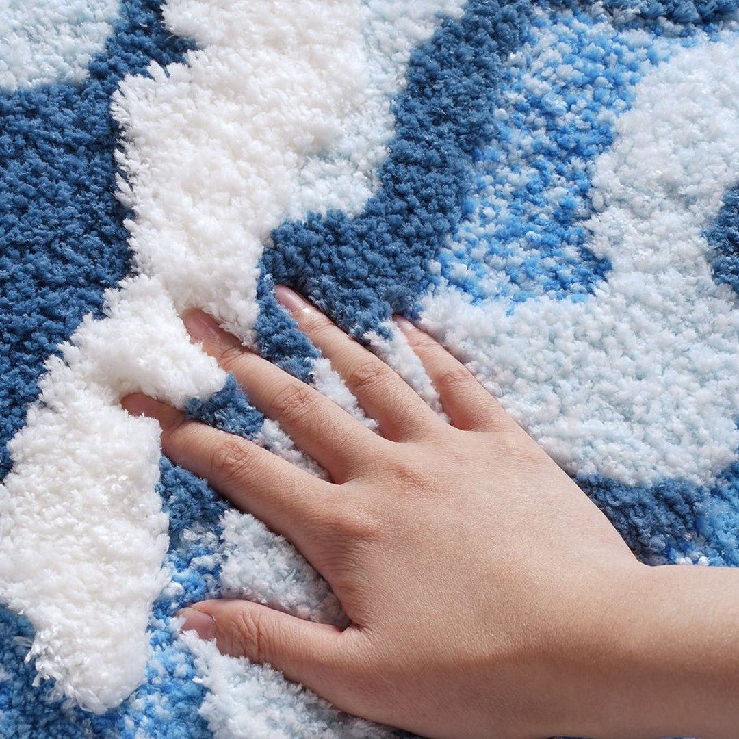 Plush Bath Mat with Non-Slip Grip – Ultra-Absorbent Wave-Pattern Design for Comfort and Safety 1