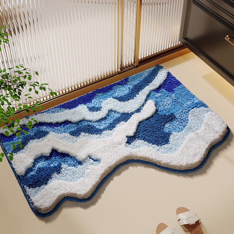 Plush Bath Mat with Non-Slip Grip – Ultra-Absorbent Wave-Pattern Design for Comfort and Safety 0