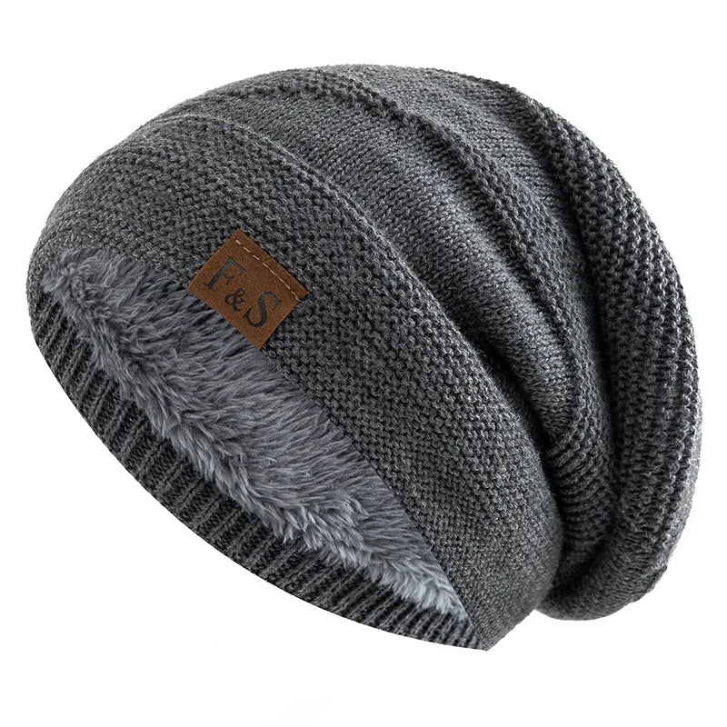 Plush Fleece Beanie Warm Winter Hat (Gray One Size Fits Most) - | Zavonix