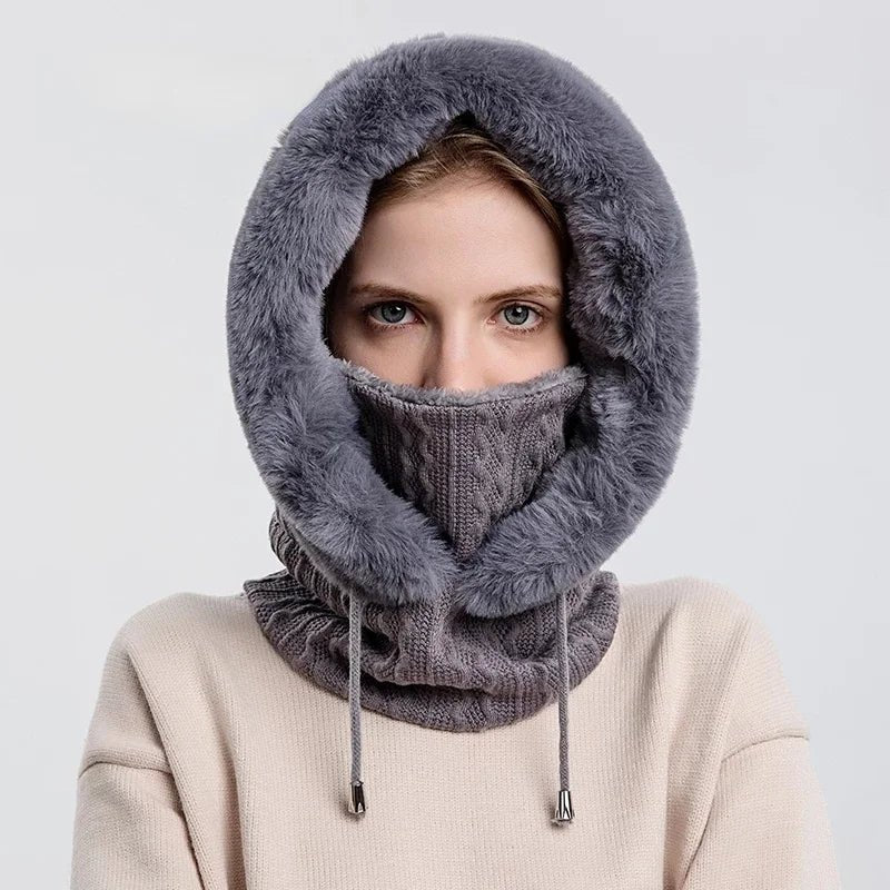 Polar Embrace Knitted Hood (Grey ) - | Zavonix