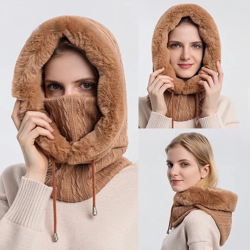 Polar Embrace Knitted Hood (Rose ) - | Zavonix