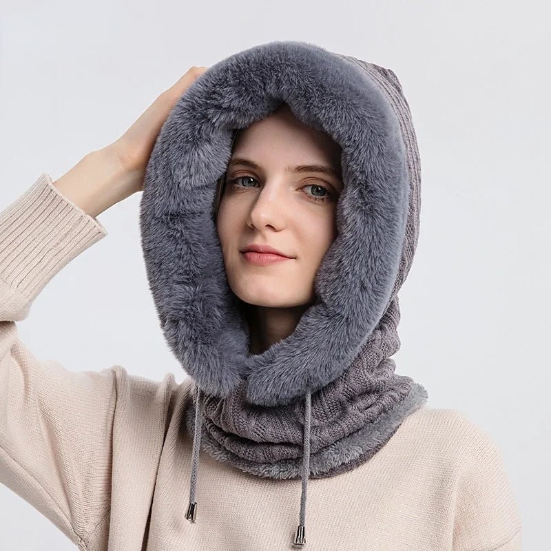 Polar Embrace Knitted Hood (Black ) - | Zavonix