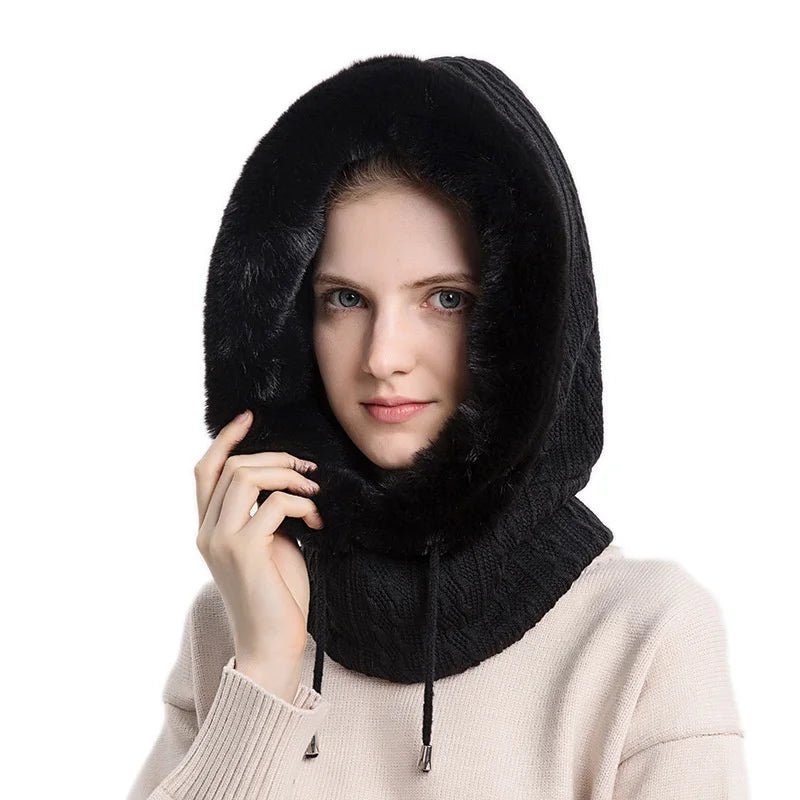 Polar Embrace Knitted Hood (Black ) - | Zavonix