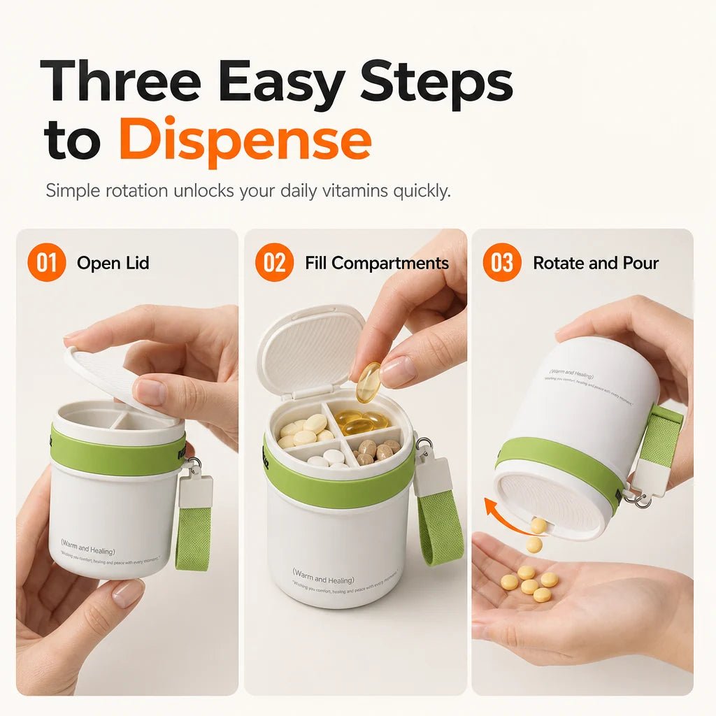 Portable Four Compartment Pill Organizer Product Image 09