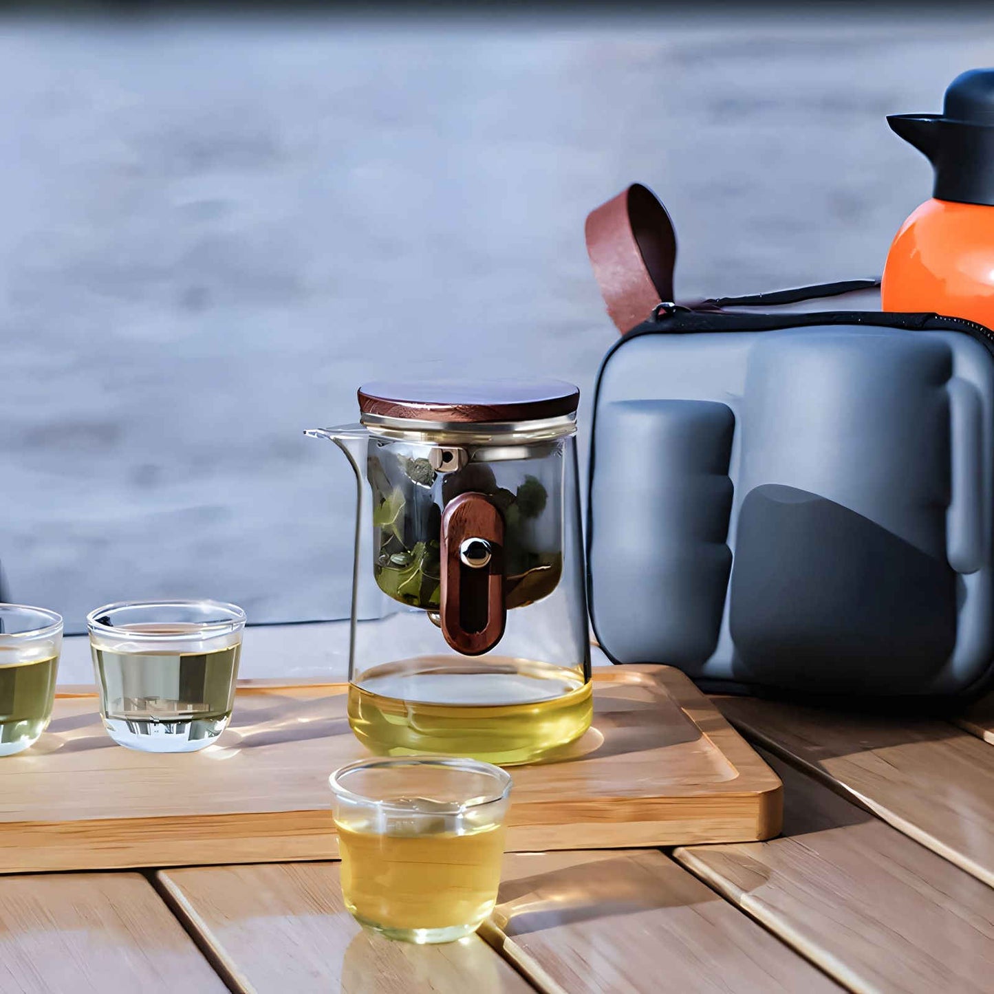 Portable Glass Tea Set with 330ml Teapot and Travel Case – Perfect for On-the-Go Brewing 7