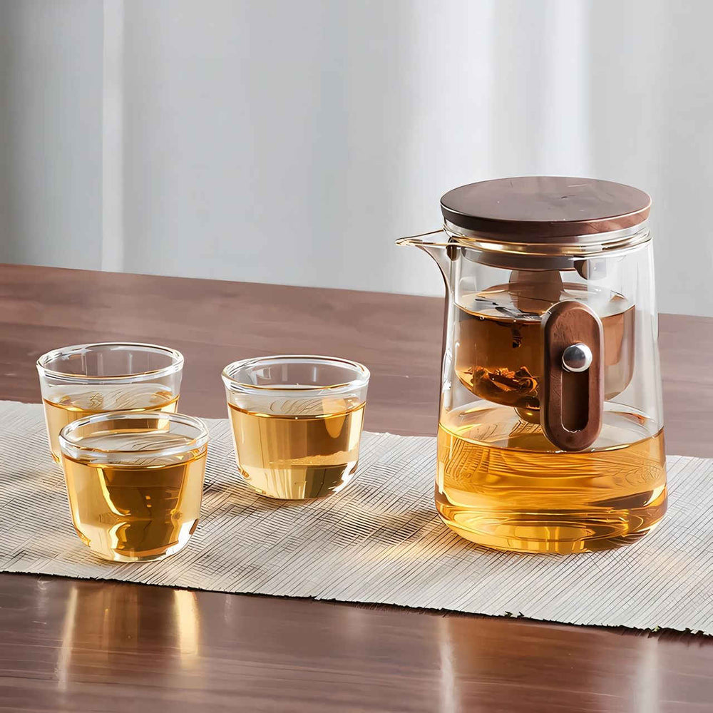 Portable Glass Tea Set with 330ml Teapot and Travel Case – Perfect for On-the-Go Brewing 1
