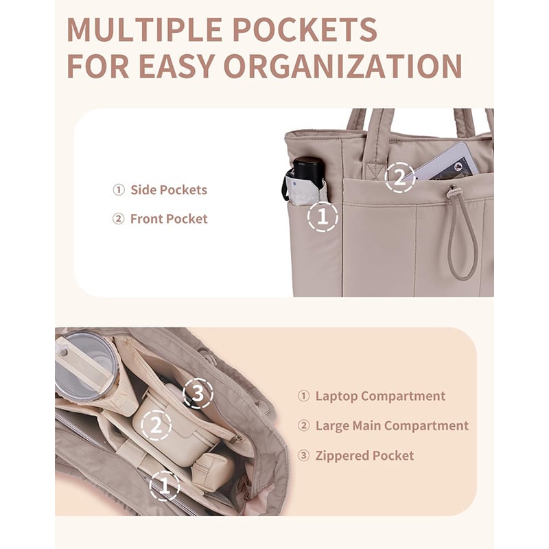 Practical 20L Lightweight Tote Bag Cup Pocket Product Image 08