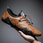 Precision Fit Leather Walking Shoes — Cushioned Grip for All - Day Comfort (Brown 48) - | Zavonix