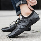 Precision Fit Leather Walking Shoes — Cushioned Grip for All - Day Comfort (Brown 48) - | Zavonix