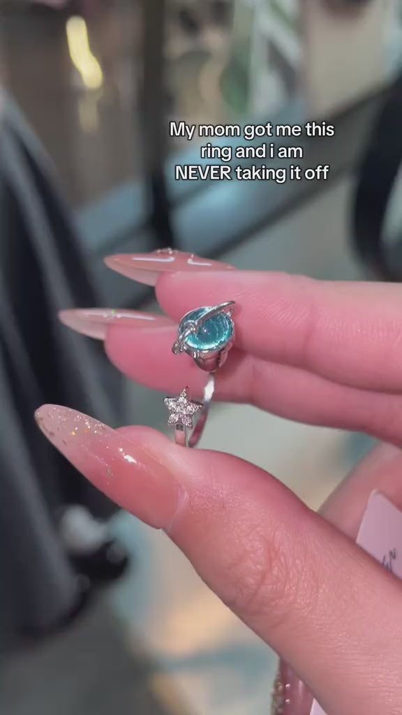 Stella Moon Ring | Adjustable Silver-Tone, Star and Moon Design