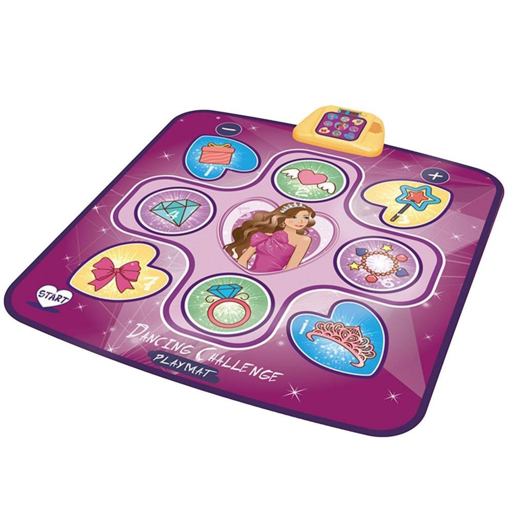 Purple Princess dance mat with nine illustrated step pads and a yellow control panel