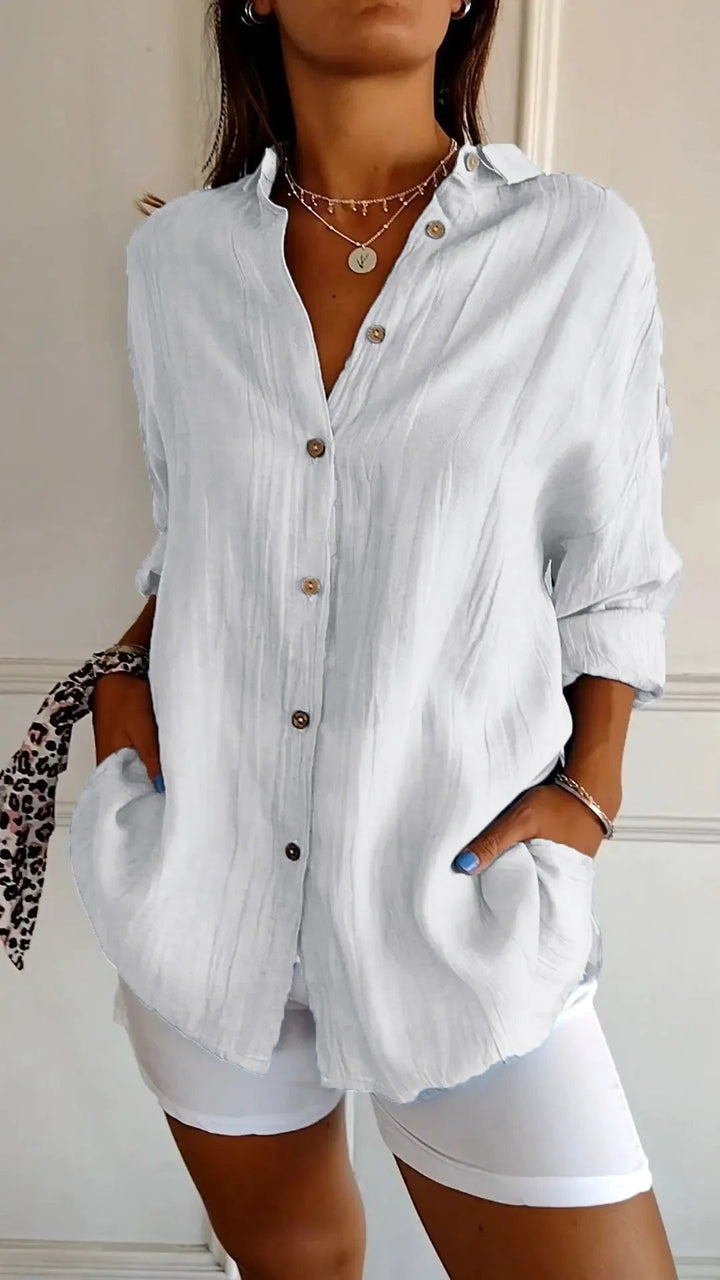 Prism Pleated Plus Size Lapel Shirt Product Image 04