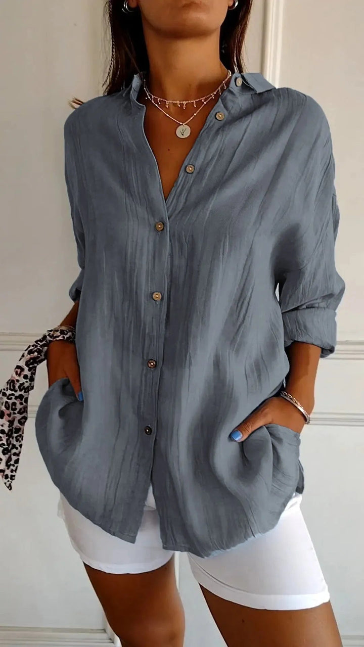Prism Pleated Plus Size Lapel Shirt Product Image 09