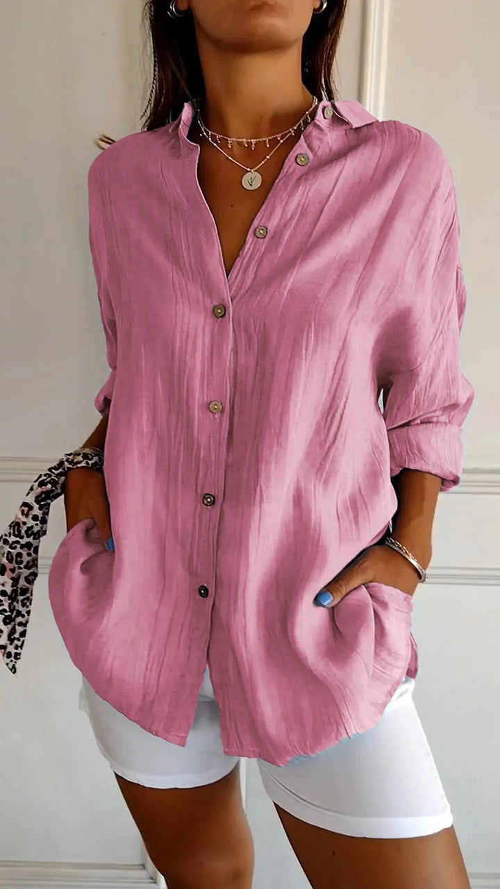 Prism Pleated Plus Size Lapel Shirt Product Image 11