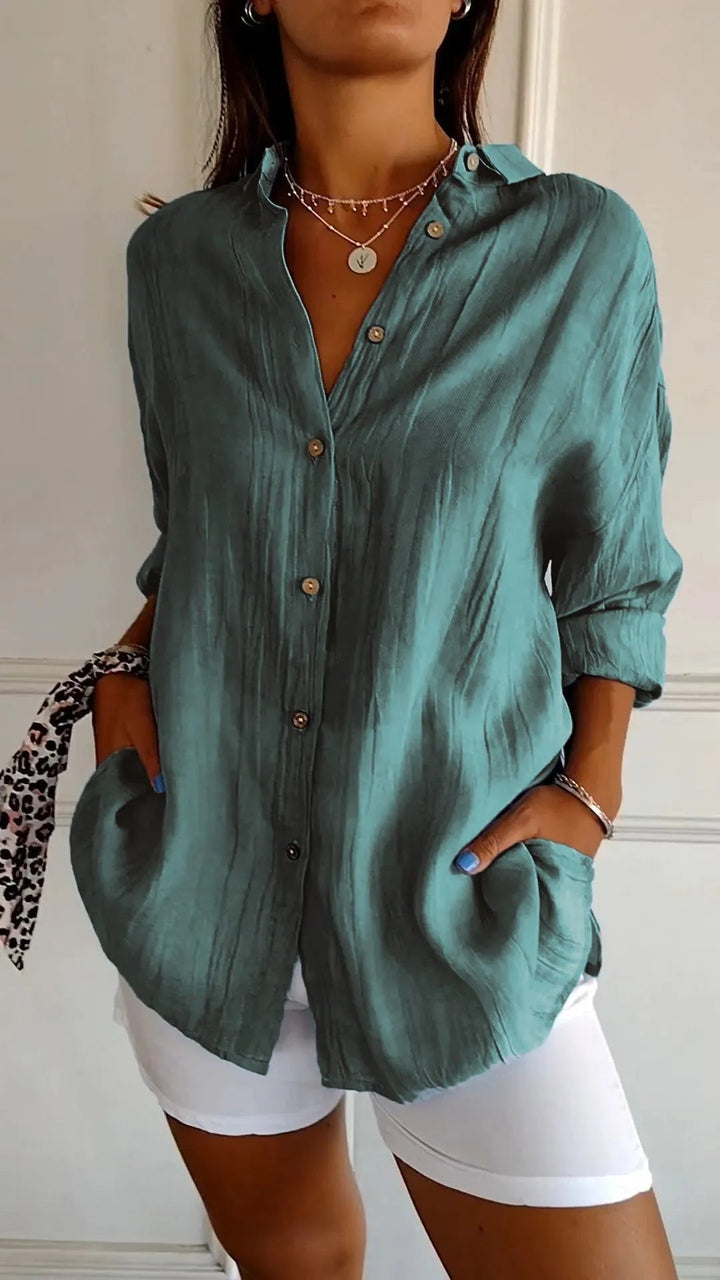 Prism Pleated Plus Size Lapel Shirt Product Image 13