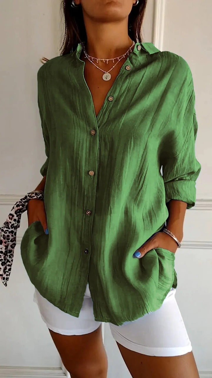 Prism Pleated Plus Size Lapel Shirt Product Image 14