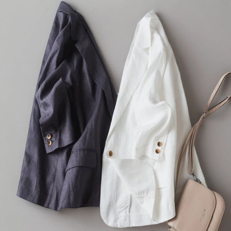 Pure Linen Blazer™ — Own Every Room with Featherlight Power and Unstoppable Style (Dark Gray XS) - | Zavonix