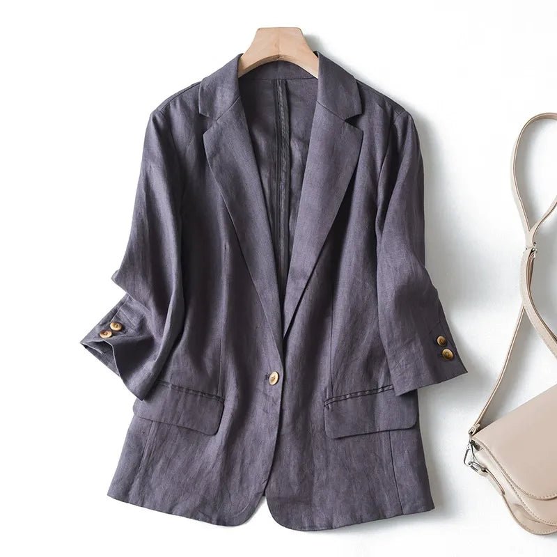 Pure Linen Blazer™ — Own Every Room with Featherlight Power and Unstoppable Style (Dark Gray XS) - | Zavonix