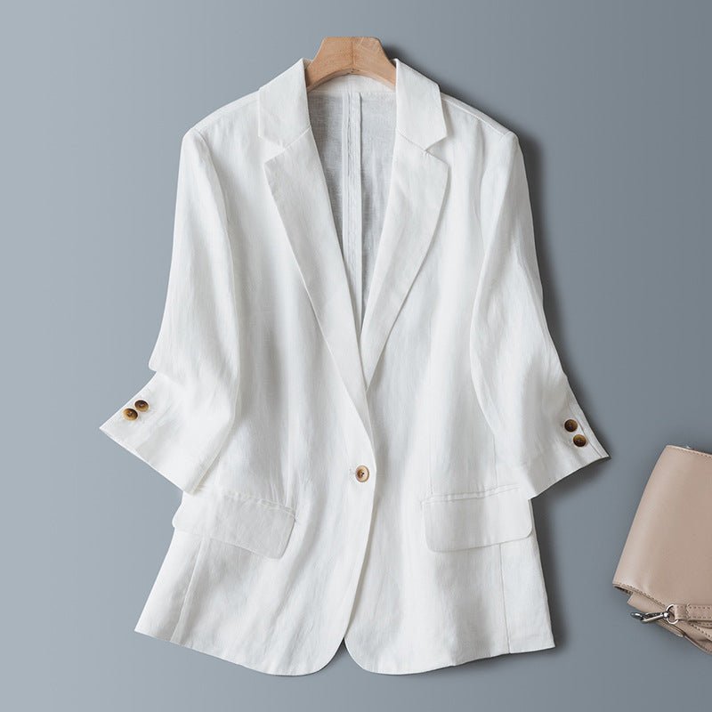 Pure Linen Blazer™ — Own Every Room with Featherlight Power and Unstoppable Style (White XS) - | Zavonix