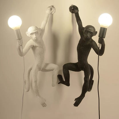 Quirky Resin Monkey Wall Light – Vintage-Inspired Pendant with Hemp Rope 1