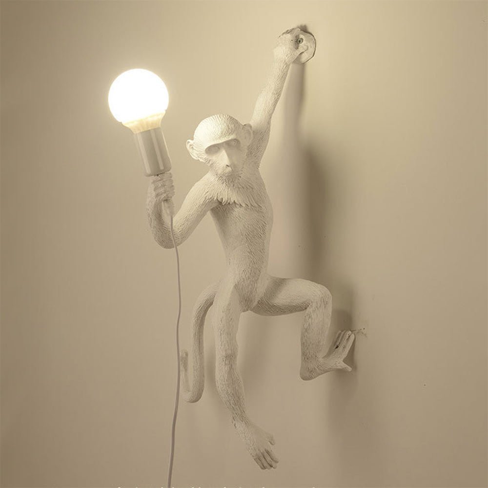 Quirky Resin Monkey Wall Light – Vintage-Inspired Pendant with Hemp Rope 3