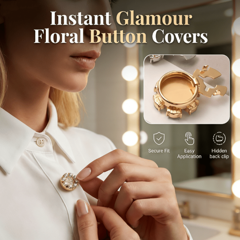 Radiant Rhinestone Flower Button Covers Product Image 02