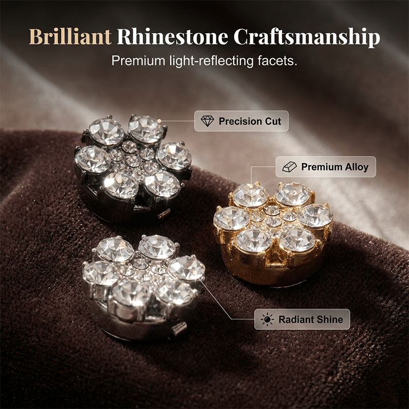 Radiant Rhinestone Flower Button Covers Product Image 05