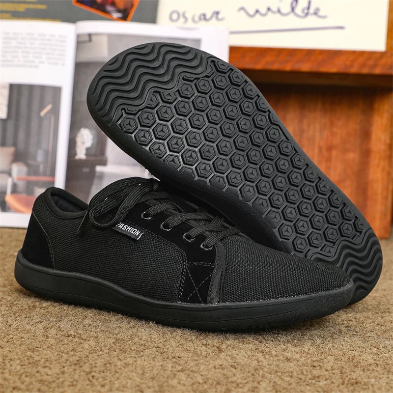 Air Mesh Walking Shoes — Breathable Extra Wide Comfort with Lace - Up Support (black 44) - | Zavonix