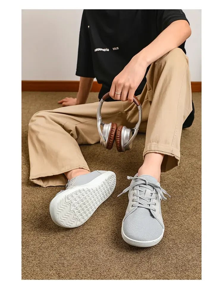 Air Mesh Walking Shoes — Breathable Extra Wide Comfort with Lace - Up Support (GRAY 40) - | Zavonix