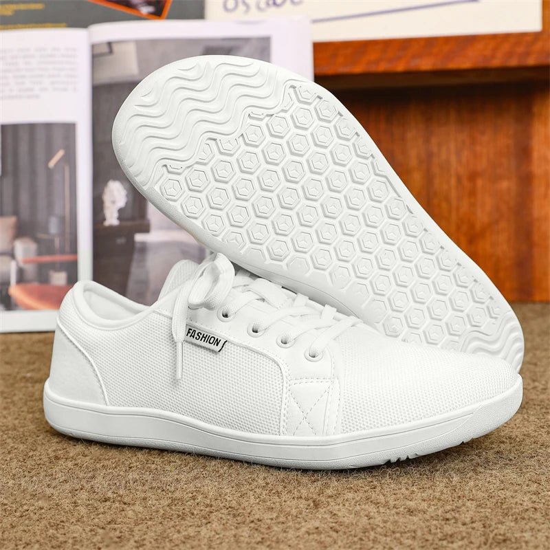 Air Mesh Walking Shoes — Breathable Extra Wide Comfort with Lace - Up Support (WHITE 40) - | Zavonix