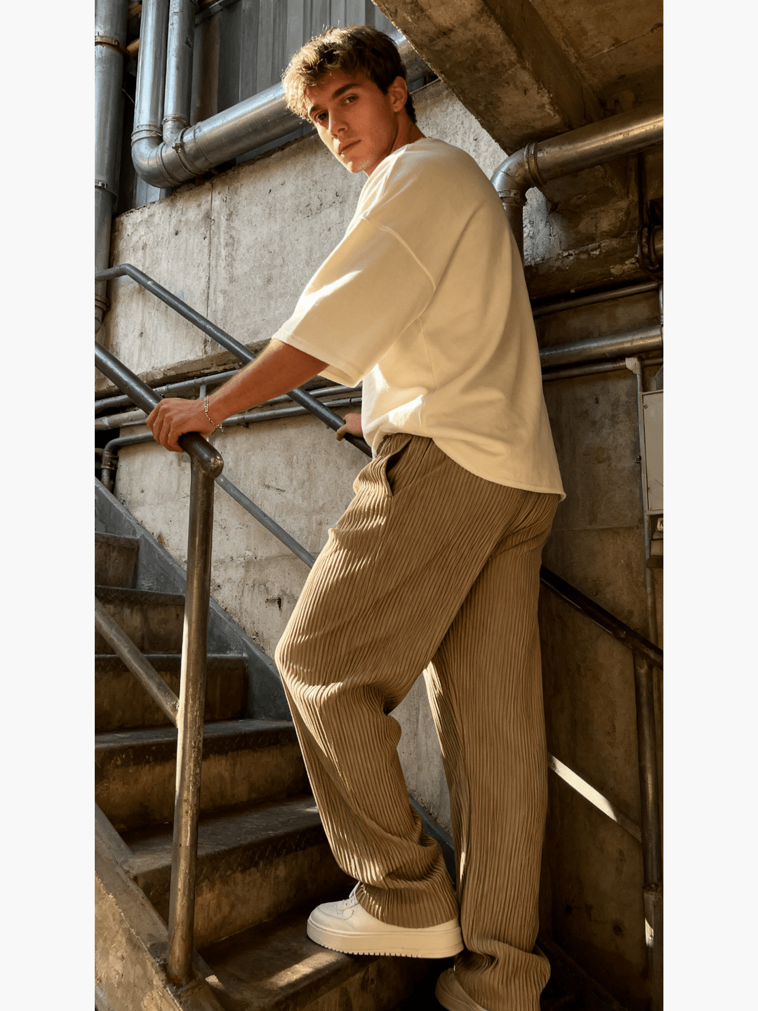 Ravel Heavyweight Vertical Rib Wide Leg Pants Product Image 03