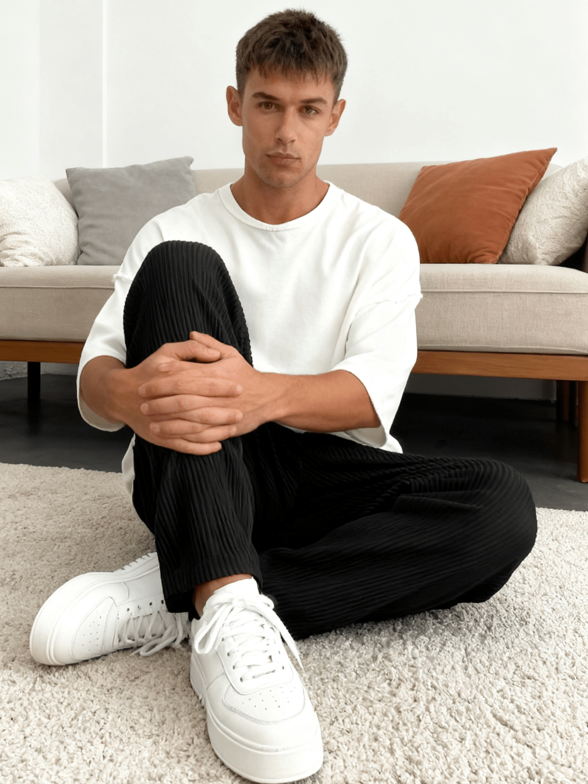 Ravel Heavyweight Vertical Rib Wide Leg Pants Product Image 07