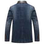 Rowan — Durable Denim Jacket with Leather Accents and Vintage Style (Blue XS) - | Zavonix