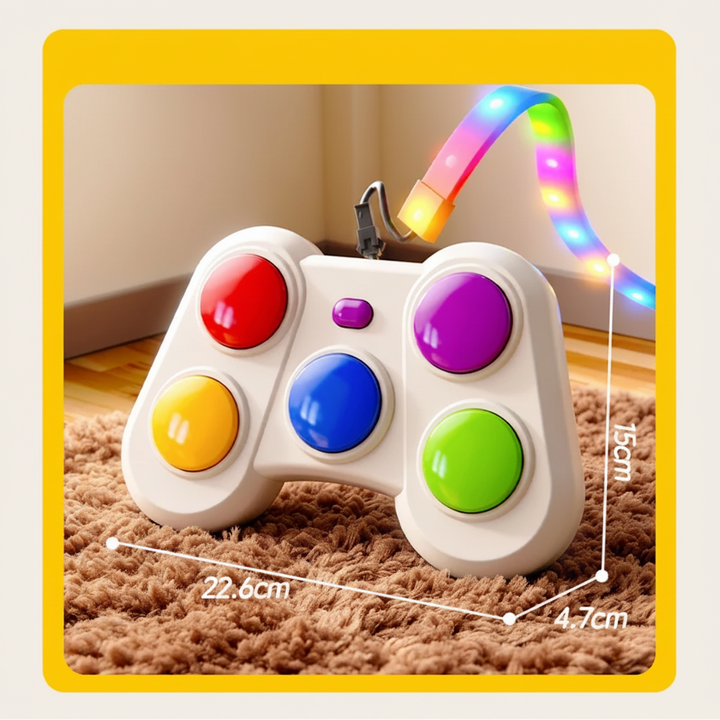 Game controller measurement graphic showing 22.6 cm width, 15 cm height and 4.7 cm depth