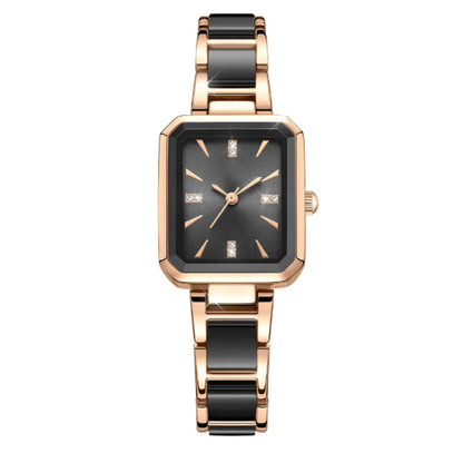 Rectangular Quartz Womens Watch Rose Gold Two Tone Product Image 01