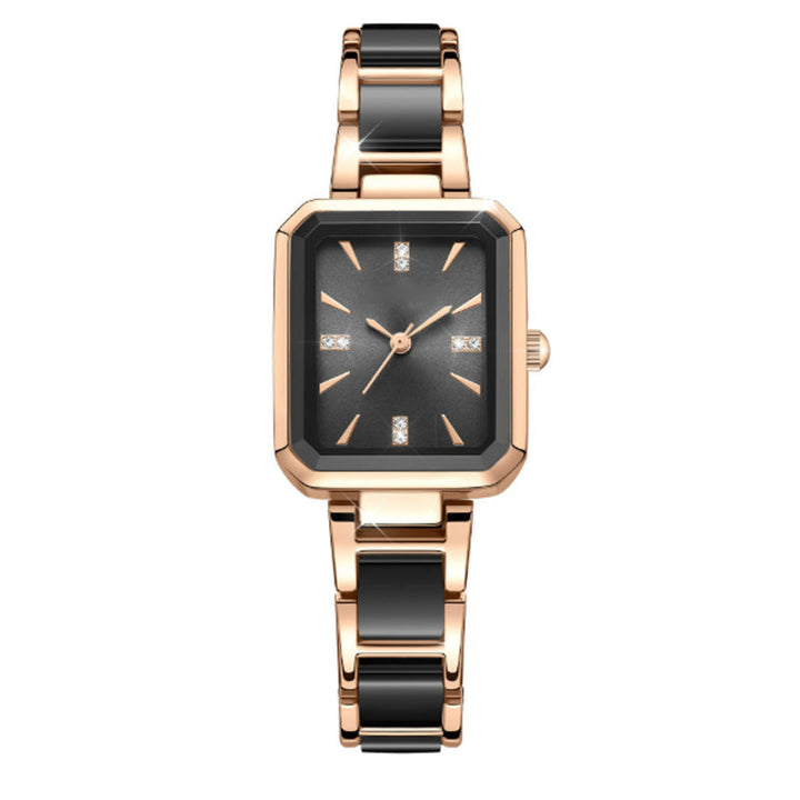 Rectangular Quartz Womens Watch Rose Gold Two Tone Product Image 01