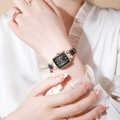 Rectangular Quartz Womens Watch Rose Gold Two Tone Product Image 02