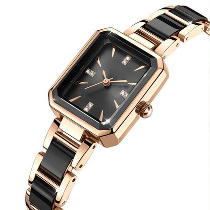 Rectangular Quartz Womens Watch Rose Gold Two Tone Product Image 06
