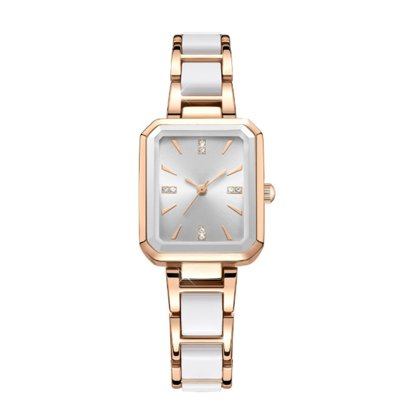 Rectangular Quartz Womens Watch Rose Gold Two Tone Product Image 08
