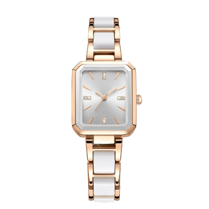 Rectangular Quartz Womens Watch Rose Gold Two Tone Product Image 08