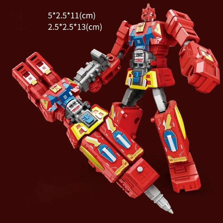 Red robot pen with gray accents shown in pen and robot forms