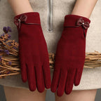 "Refined Bow" Wool - Mix Gloves (Grey ) - | Zavonix