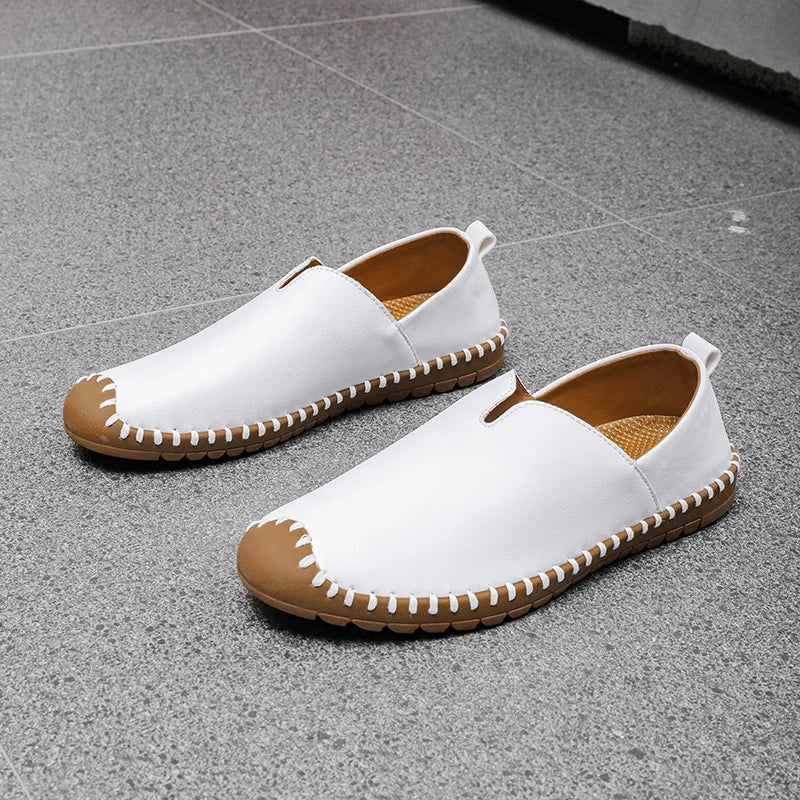 Rellan — Handmade Genuine Leather Loafers with Cushioned Comfort (White 6) - | Zavonix