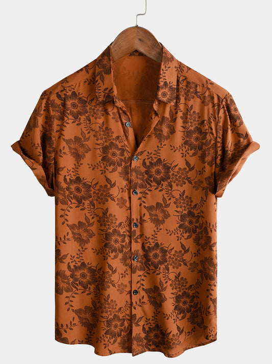 Remora — Men's Retro Floral Viscose Summer Shirt with Breathable Fit - short - Zavonix